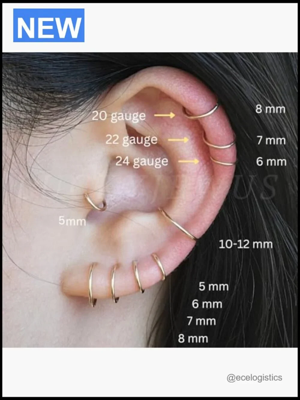 6mm Gold Filled Huggie Hoop Earrings for Cartilage Helix Tragus Nose